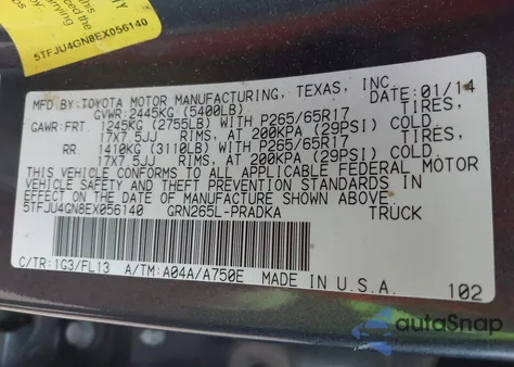 2014 Toyota Tacoma Prerunner V6 z USA, uszkodzony, nr VIN 5TFJU4GN8EX056140